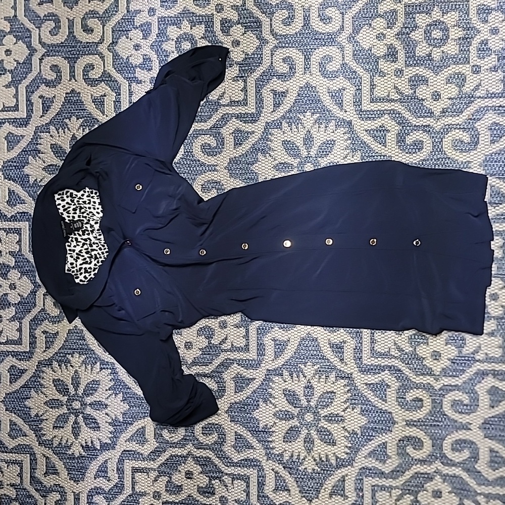 White House Black Market Navy Shirt Dress - Size 10